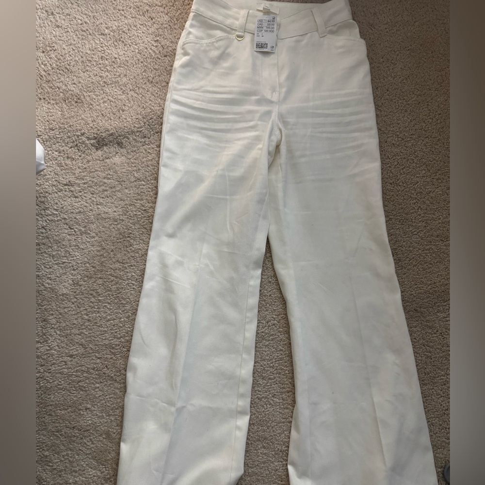 H&M Women's Cream Flare & Wide Leg Jeans